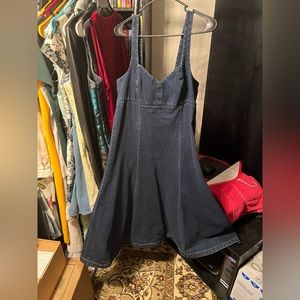 Anthropologie Holding Horses size 10 empire waist dark wash denim midi dress